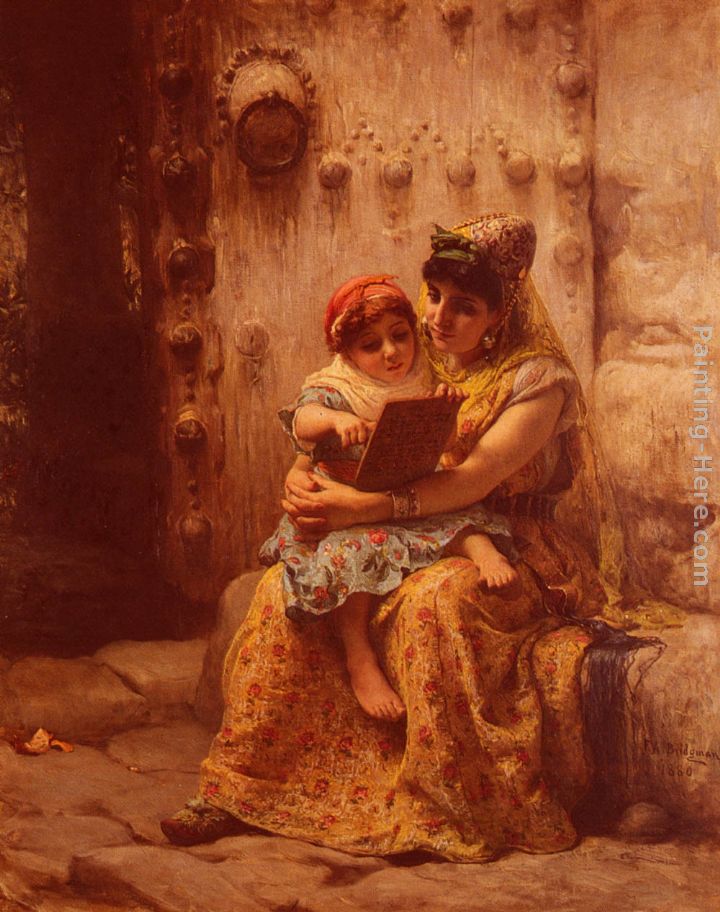 The Reading Lesson painting - Frederick Arthur Bridgman The Reading Lesson art painting